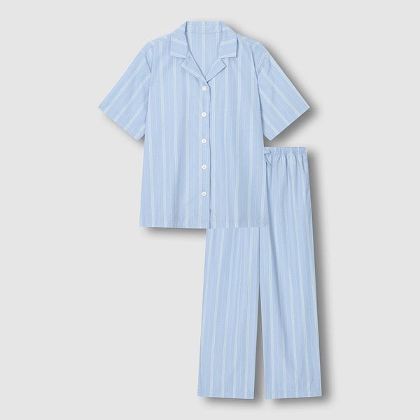 여 스트라이프 반팔 10부 파자마 세트 J216201083052