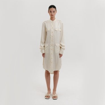 EENK Non-Collar Shirt Dress - Cream