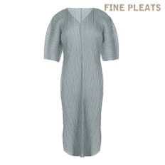 [FINE PLEATS] 피네 플리츠 브이넥 커팅 원피스 라이트 민트