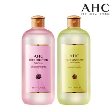 AHC 허브솔루션 대용량 토너 500ml [로즈/레몬 택1]