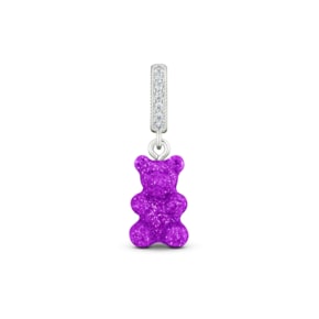 NOSTALGIA BEAR-MAGENTA-PAVE CONNECTOR SILVER 노스텔지아 베어 파베 마젠타 실버 펜던트 참