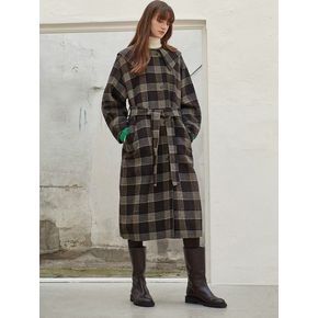 CAPE COLLOR HANDMADE COAT_BROWN CHECK