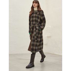 CAPE COLLOR HANDMADE COAT_BROWN CHECK