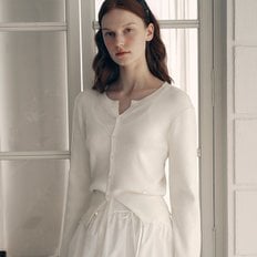 로라로라 CUT OUT RIBBED CARDIGAN IVORY