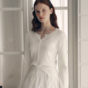 CUT OUT RIBBED CARDIGAN IVORY