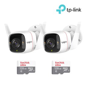 티피링크 Tapo C320WS+128GB SD카드 2팩 실외용 CCTV 2세트 홈캠 세트