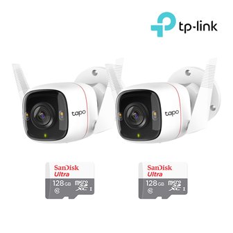 싸드 티피링크 Tapo C320WS+128GB SD카드 2팩 실외용 CCTV 2세트 홈캠 세트