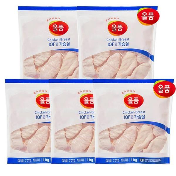 확대된 대표 올품 IQF 닭가슴살 5kg (1kg x 5봉)(1)