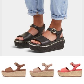 여성 샌들 ELOISE Espadrille 가죽 백스트랩 웨지 플랫폼 4칼라