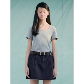 Square Neck Textured Top  Grey (KE5240M033)
