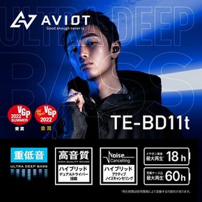 AVIOT TE-BD11t Bluetooth (폴라 화이트) 무선 이어폰 하이브리드 액티브 노이즈 캔슬링 듀얼