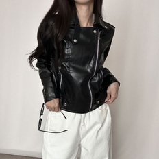  여자 슬림핏 은은 유광 간절기 가을 가죽 자켓 라이더