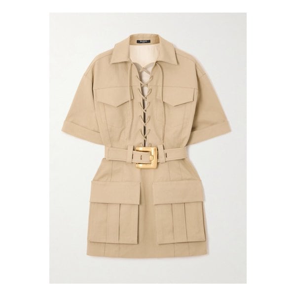 벨티드 코튼 개버딘 미니 원피스 46376663162844101