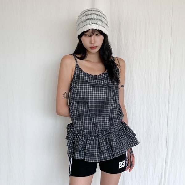 [옷자락] 여성 키치무드 스트라이프 그물 시스루 비니 모자