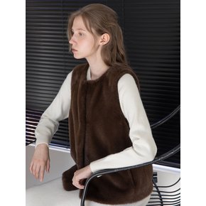 Eco fur vest _ Brown