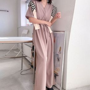 보보 지퍼 와이드 점프수트 스트링 오버핏 여름 수유복 빅사이즈 임부복 R430_P421673971