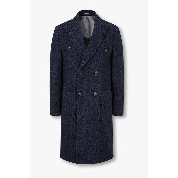 남성 쉐브론 울 블렌드 더블 코트 A515308003000