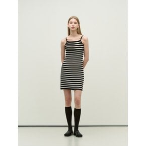 Milky stripe sleeveless mini dress - black