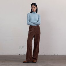 High Waist Straight Corduroy Pants (Brown)