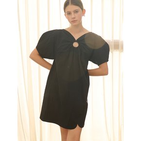 Posie O-ring Lantern Sleeve Dress_Black