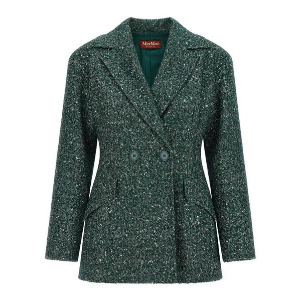 확대된 대표 막스마라 치바다 더블 브레스티드 울 블렌드 블레이저 자켓 MA344631BM GREEN