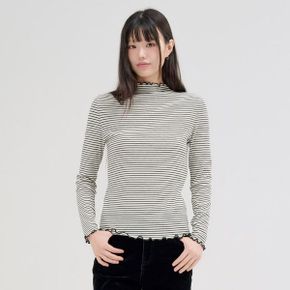 여성 스트라이프 프릴 반넥 티셔츠 FFZG5151C01_P440285397