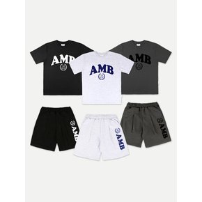 [Package Set] Big Logo Over fit T-shirts Sweat Shorts set up (3color)