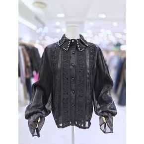 큐빅 더블 카라 소매 볼륨 블라우스 MN11BL001