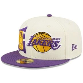 [해외] 770405 뉴에라 모자 NBA LA 레이커스 2022 NBA Draft 59FIFTY Fitted Hat Cream/Purple