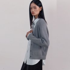 Essential V-neck Cardigan (Melange Grey)