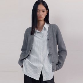 Essential V-neck Cardigan (Melange Grey)