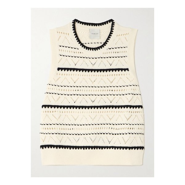 발리 아테나 투톤 포인텔 니트 코튼 베스트 오프 화이트 1647597359813253