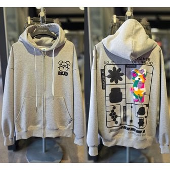 더블제이디 [시흥점] 시그니처 부클베어 오버핏 후드집업(남여공용)/JGET40903GY