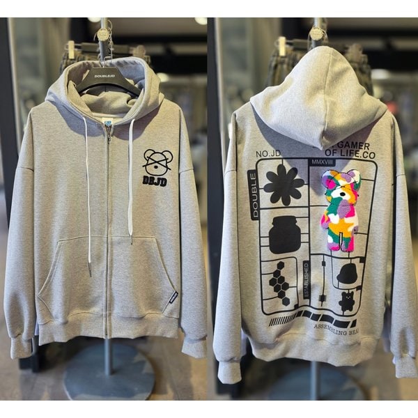 [시흥점] 시그니처 부클베어 오버핏 후드집업(남여공용)/JGET40903GY