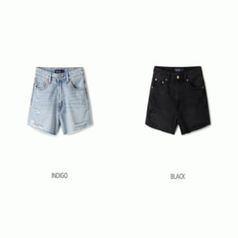 후아유 여성용 디스트로이드 청반바지 / Destroyed Short Denim Shorts_A WHTJE2637F