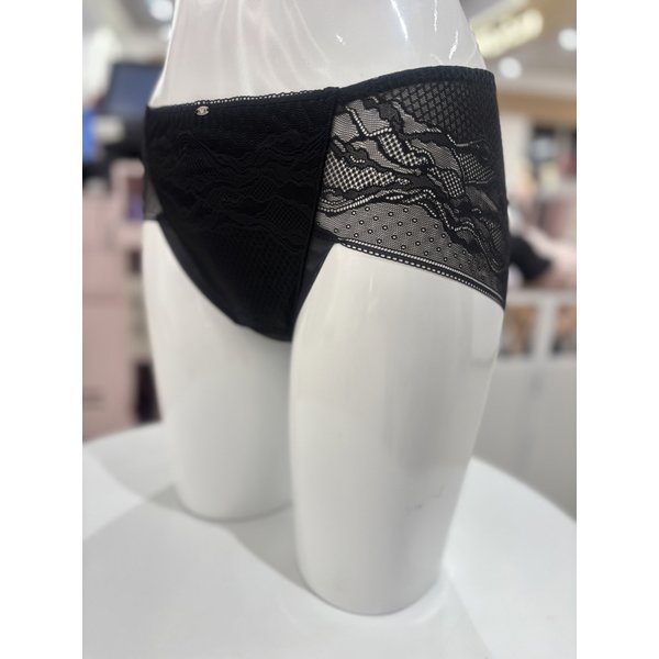 [여주점] 와코루 푸쉬업브라세트 데일리 레이스  망사 헴 팬티 [WPT1951H] BK