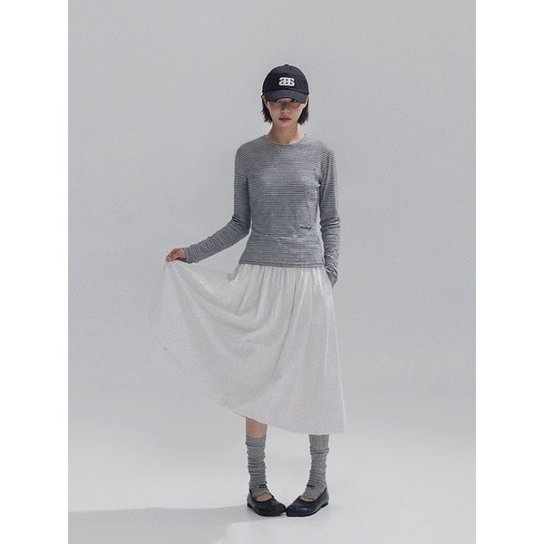 Double Stripe Slim Tee_GREY