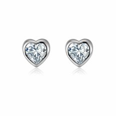 Ice block heart earring (WG) (300014)