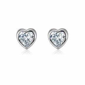 Ice block heart earring (WG) (300014)