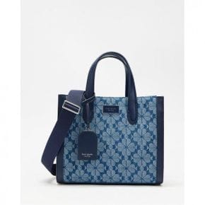 4501815 Kate Spade Flower Jacquard Denim Manhattan Small Tote - Parisian Navy Multi