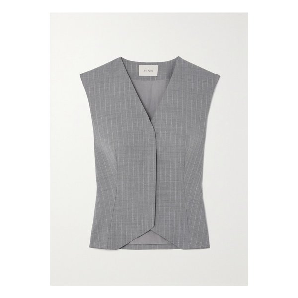 세인트 아그니 넷 서스테인 핀스트라이프 울 혼방 베스트 그레이 1647597325584711