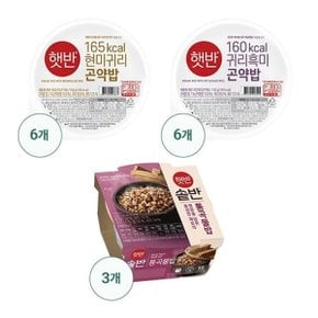 햇반 곤약밥12개 (현미6+흑미6) +통곡물밥 3개