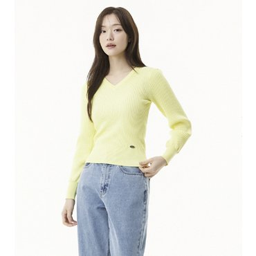 플라스틱아일랜드 골지 브이넥 슬림핏 니트 (PR2KL301)