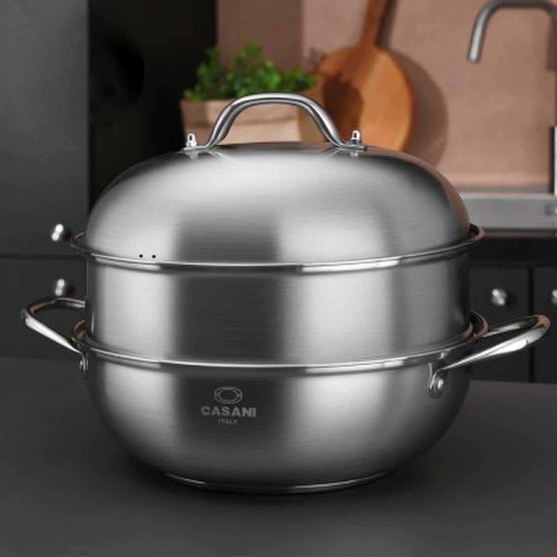 까사니 더블돔웍 2단 스텐 찜기 찜솥 찜통 냄비 멀티 만두찜기 28cm, 믿고 사는 즐거움 SSG.COM