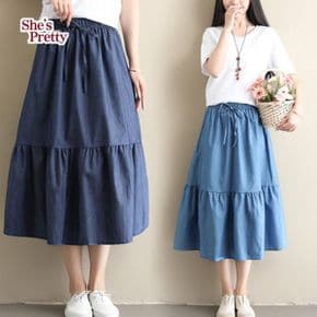 썸머투어데님밴딩스커트_P343809599