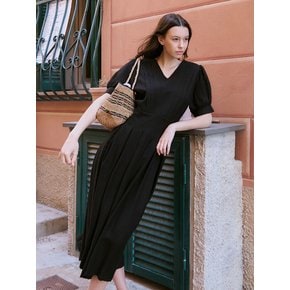 Volume v neck dress - black