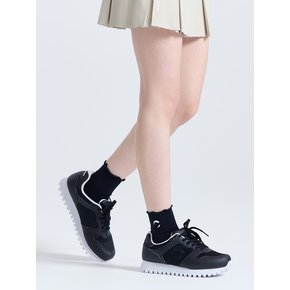 여성 셔링 쿠션 중목 양말 블랙