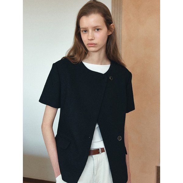 TIR ROUND NECK TWEED JACKET_2COLORS
