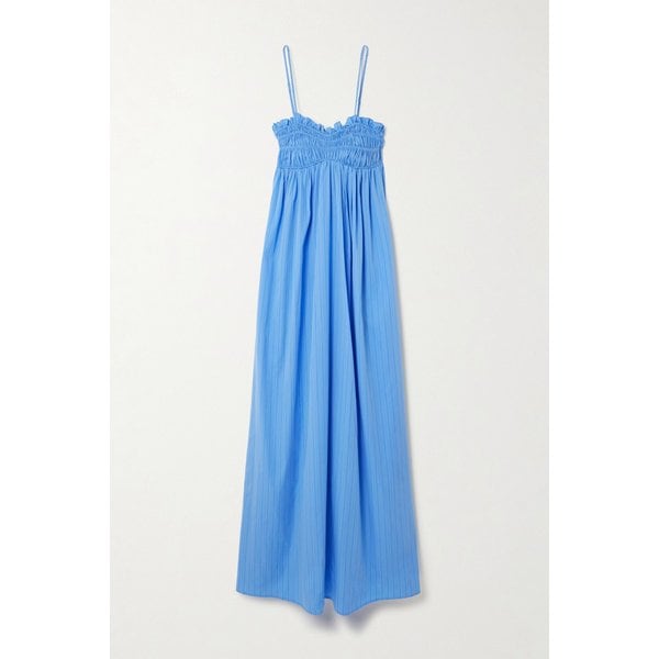 페이스풀 프레사 셔링 러플 핀스트라이프 코튼 포플린 맥시 원피스 46376663162989087