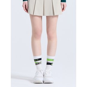 유니 언발란스 로고 디테일 쿠션 중목 양말 네온그린